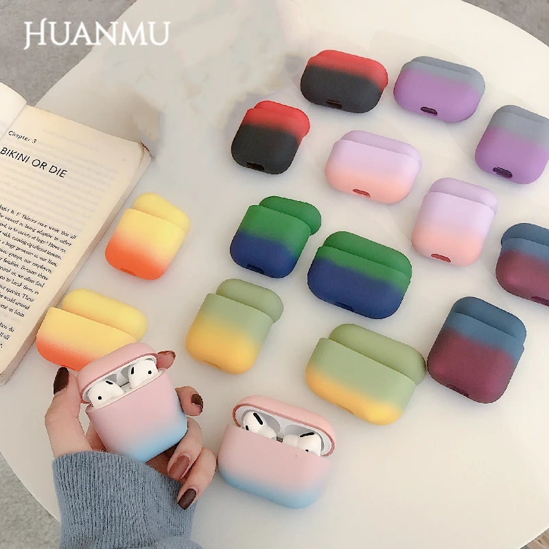 

Градиент Цвет подходит для Airpods Pro защитный чехол жесткий корпус Bluetooth гарнитура чехол, защитный чехол для Apple гарнитуры
