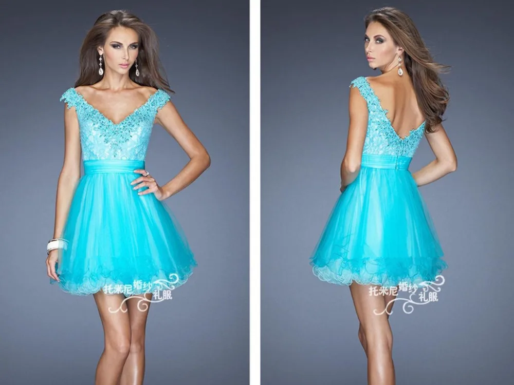 

Женское кружевное платье с аппликацией, сексуальное короткое платье для выпускного вечера с V-образным вырезом, вечернее платье с бисером и ...