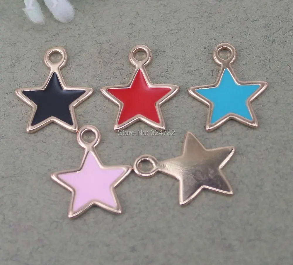 20 шт маленькие размеры эмалированные цветные звезды Шарм бусины золотые
