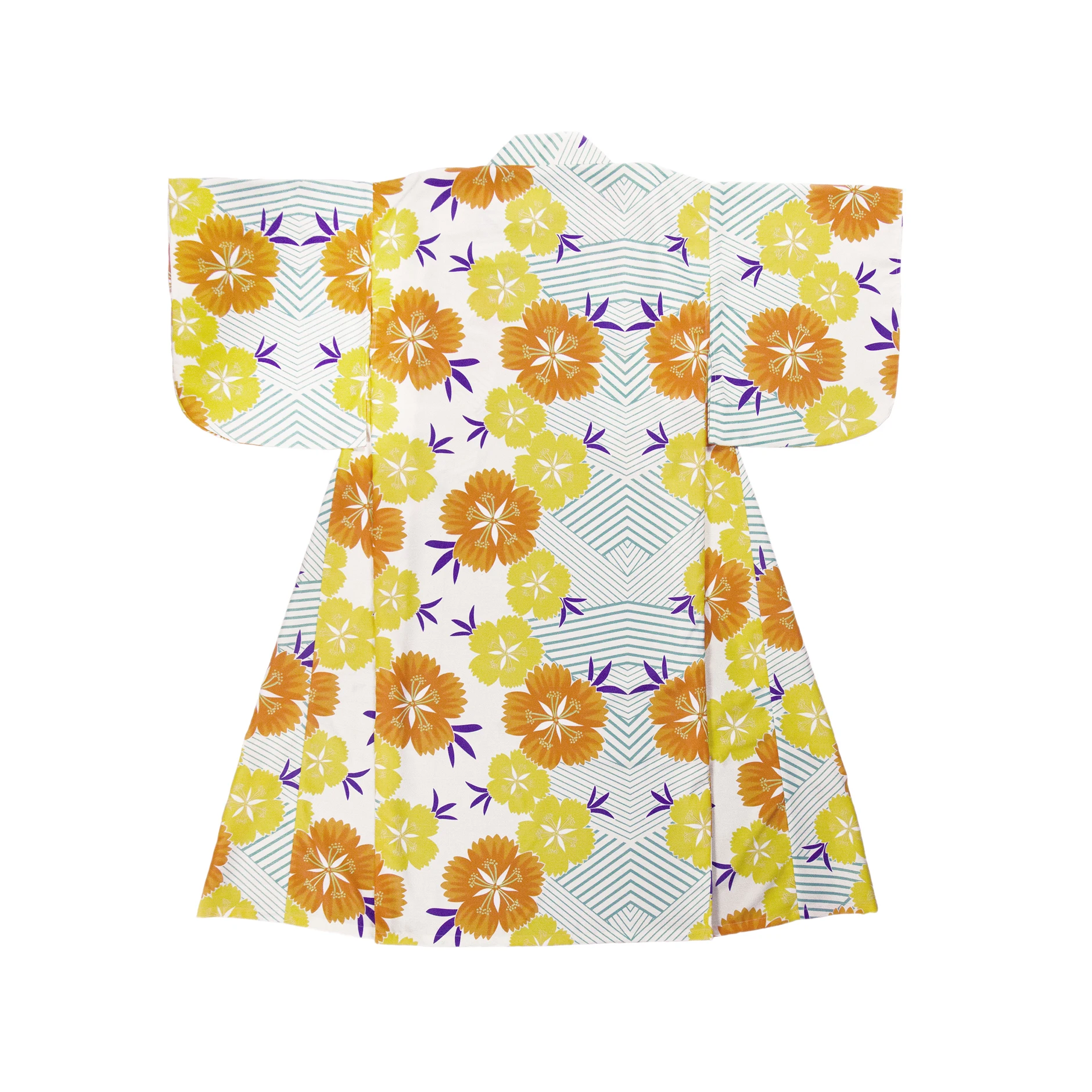 Women's Yukata Traditional Japan Kimono Robe Photography Dress Cosplay Costume yellow Color flower Prints Vintage Clothing