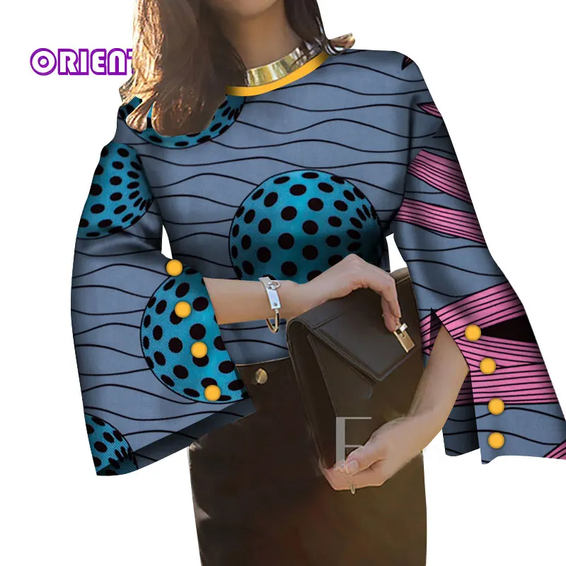 Африканская блузка для женщин с длинным рукавом Дашики Топы рубашка женская