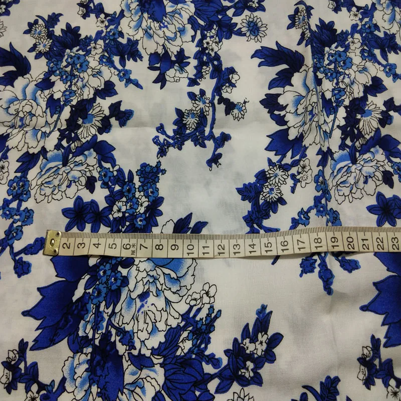 Традиционная сине-белая фарфоровая ткань вискоза гладкая мягкая летняя рубашка