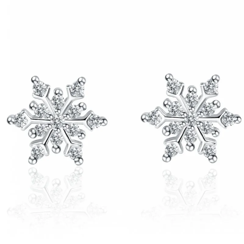 

Christmas Accessories Fashion Exquisite Snowflake Stud Earrings Women Cute and Sweet Personality Fine Jewelry Inlaid With Zircon