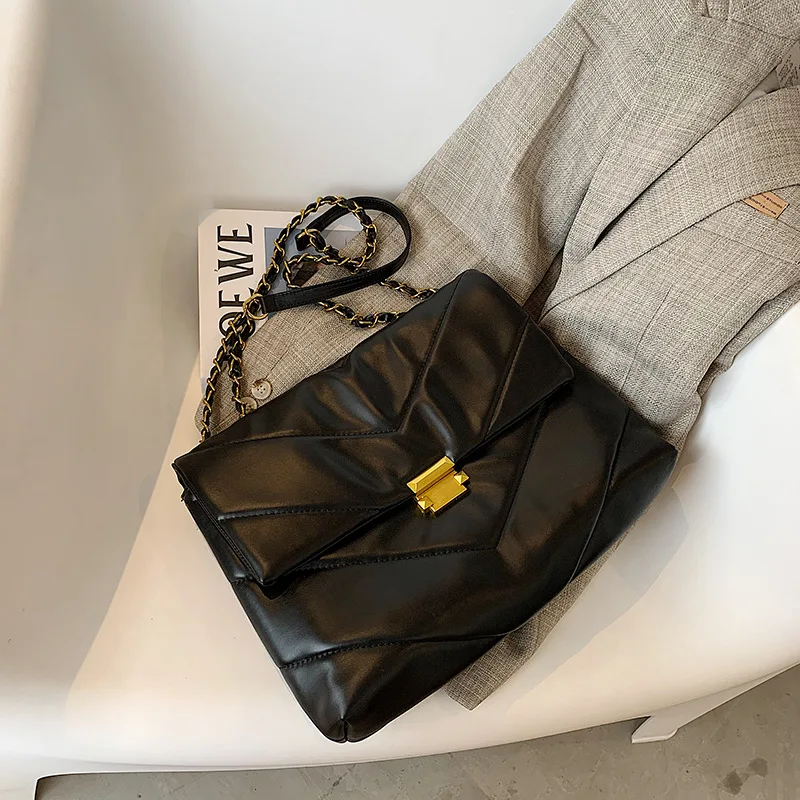 

Женская кожаная сумка через плечо, с цепочкой, винтажная большая сумка-мессенджер