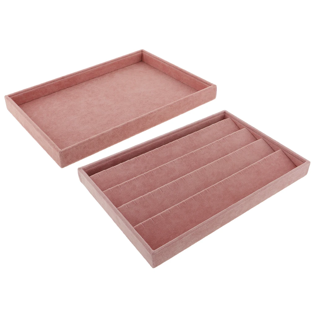 

2xPrecious Velvet Jewelry Accs Display Tray Holder Organizer Container 35x24x3cm