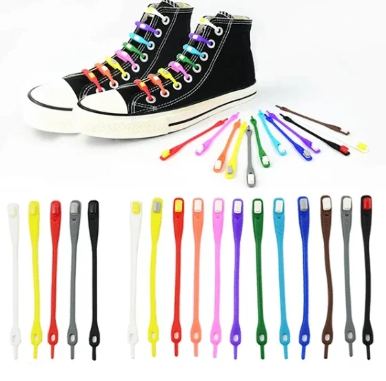 

12pcs/Pack Lazy Silicone Shoelaces Round Elastic Shoe Laces Special No Tie Rubber For Sneakers Fit Strap Dropshipping