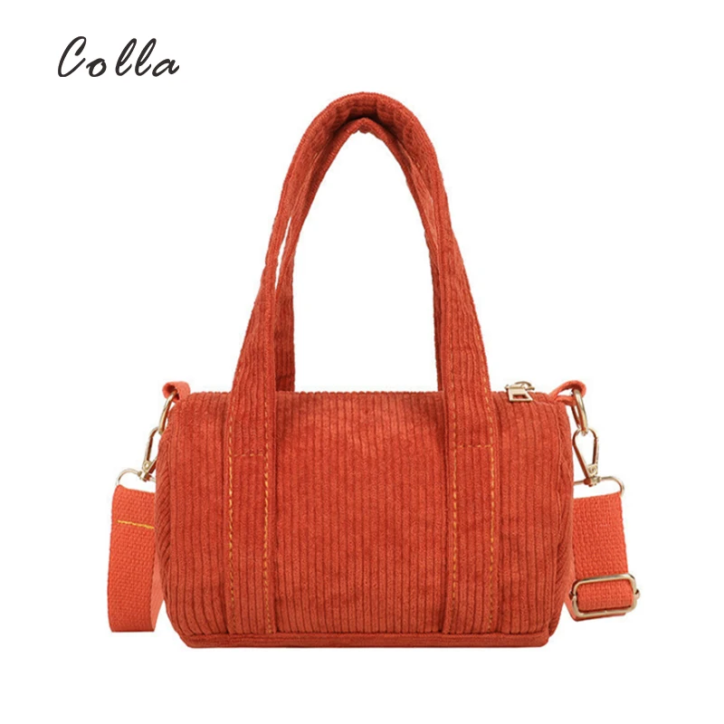 

Colla Crossbody Bags For Women Corduroy Cylinder Storage Bag Lady Messenger Handbag Hip Hop Trend 2021 Designer Mini Small Purse