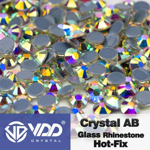 VDD Multi-Color SS6-SS30 Glass Crystal Hot Fix Hot Rhinestones Iron Flatback em pedras para decoração de roupas de tecido de arte de unhas diy
