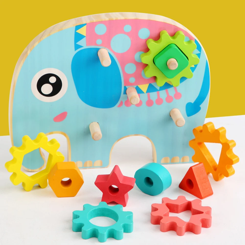 Intelligent Elephant Owl Gear Block Wood Creative Animal Design Child Education Assembly Puzzle Cognition Toy  | Игрушки и хобби