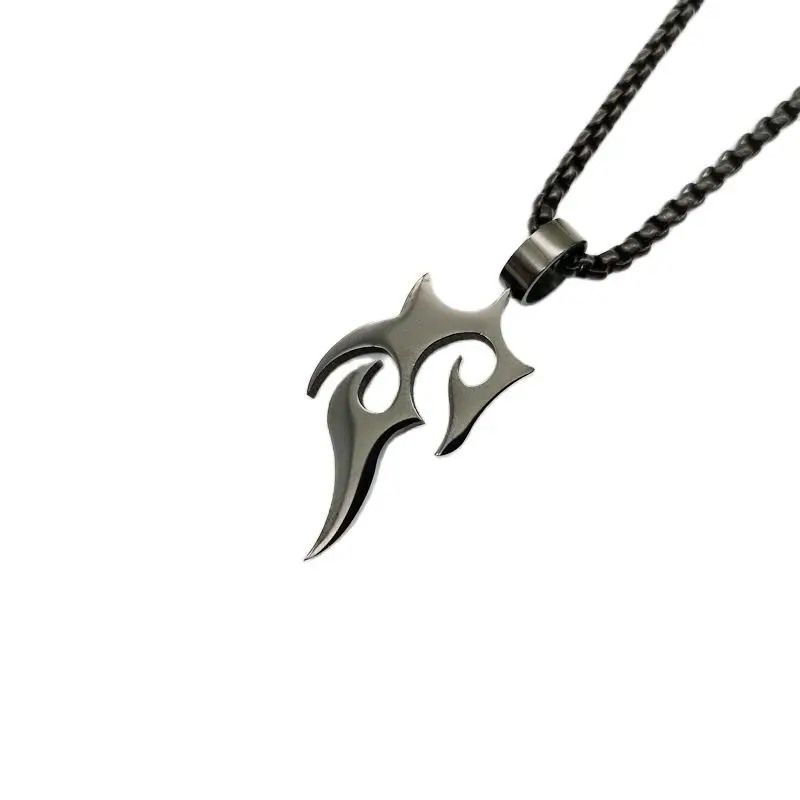 IP черное покрытие нержавеющая сталь пламени узор кулон ожерелье из нержавеющей