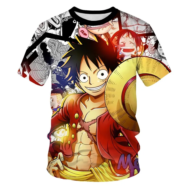 

New Luffy Junior Short Sleeve Casual T-shirt Men’s O-neck Streetwear Children’s T-shirt Boys’ Children’s T-shirt Anime New 14 Y