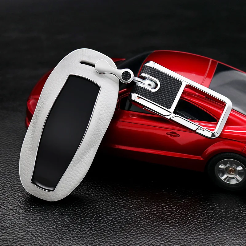 Верхний слой кожа + ABS чехол для дистанционного ключа от машины автомобильный Tesla