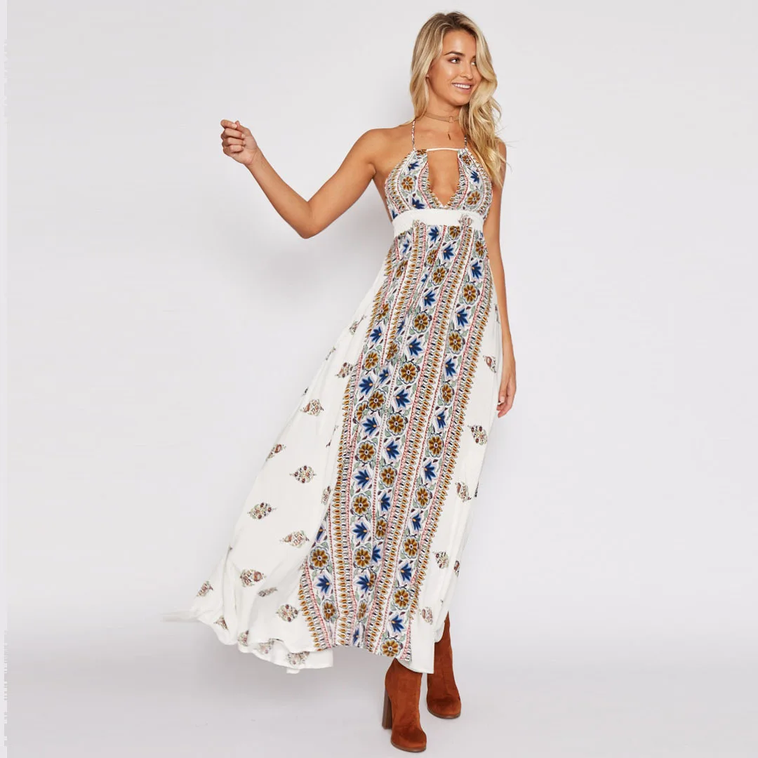 TEELYNN сексуальное платье макси с глубоким v образным вырезом для женщин Винтажные