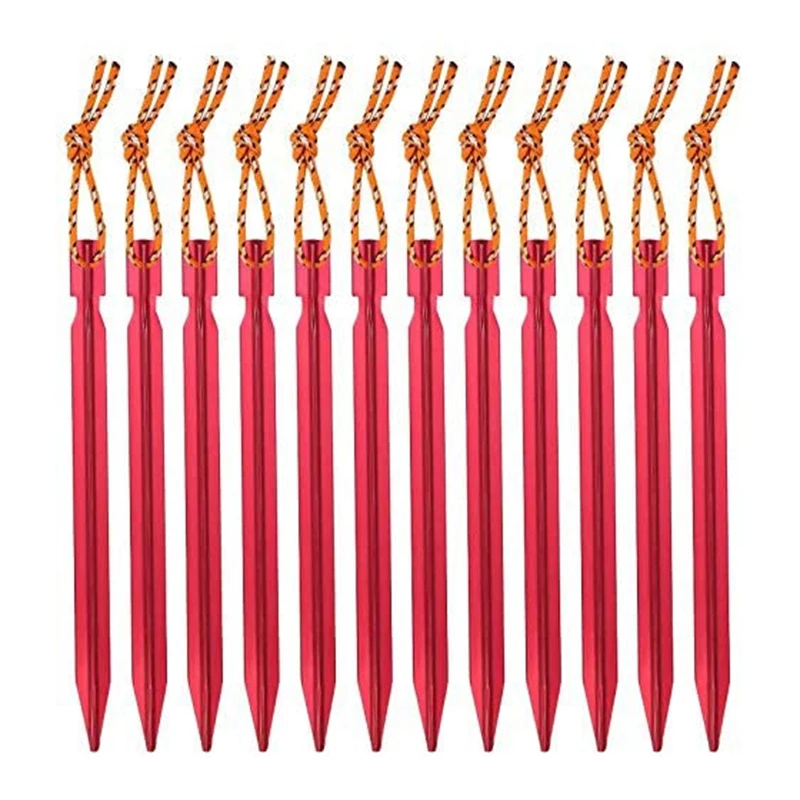 

12Pcs Tent Pegs, Aluminum Alloy Tent Stakes, 18cm Long Lightweight with Pouch