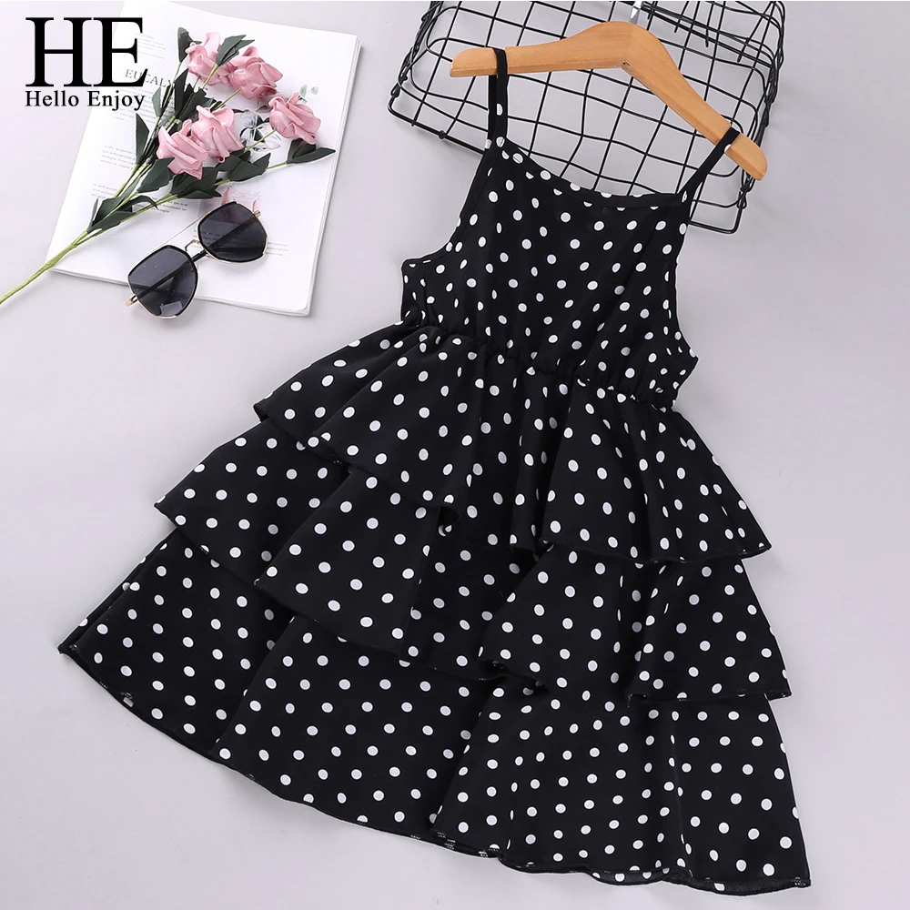 Детское платье на бретельках HE Hello Enjoy красное летнее в горошек для девочек 4 6 8 12