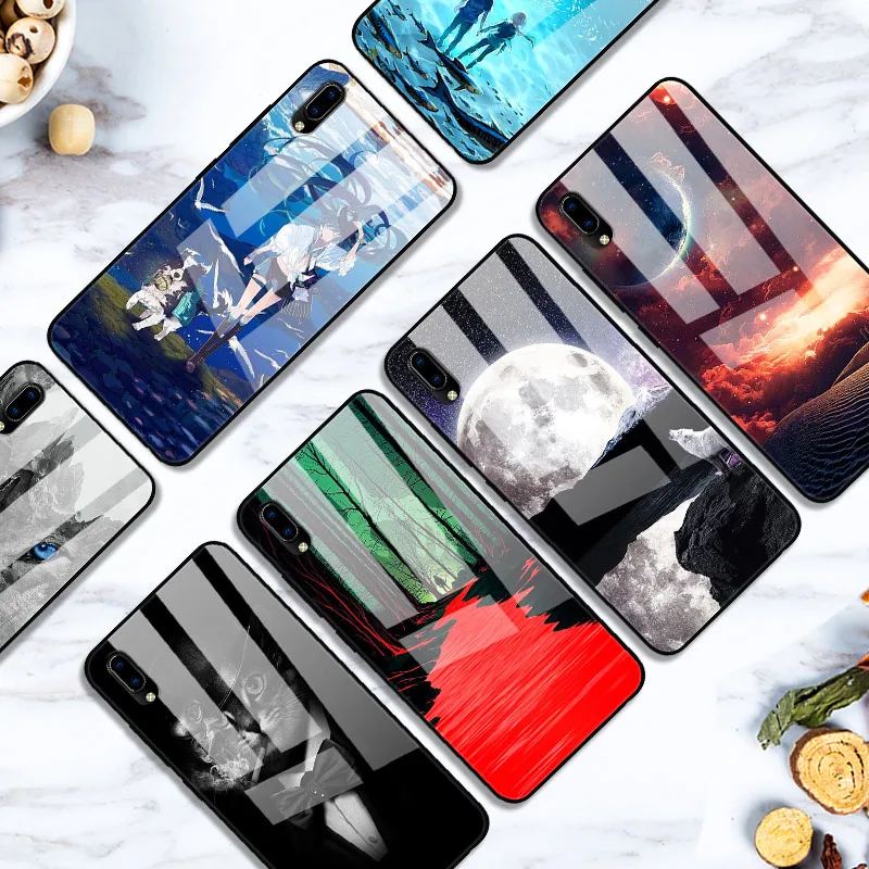 

Case For VIVO Y91C Back Phone Cover Black Silicone Bumper With Tempered Glass Series 3