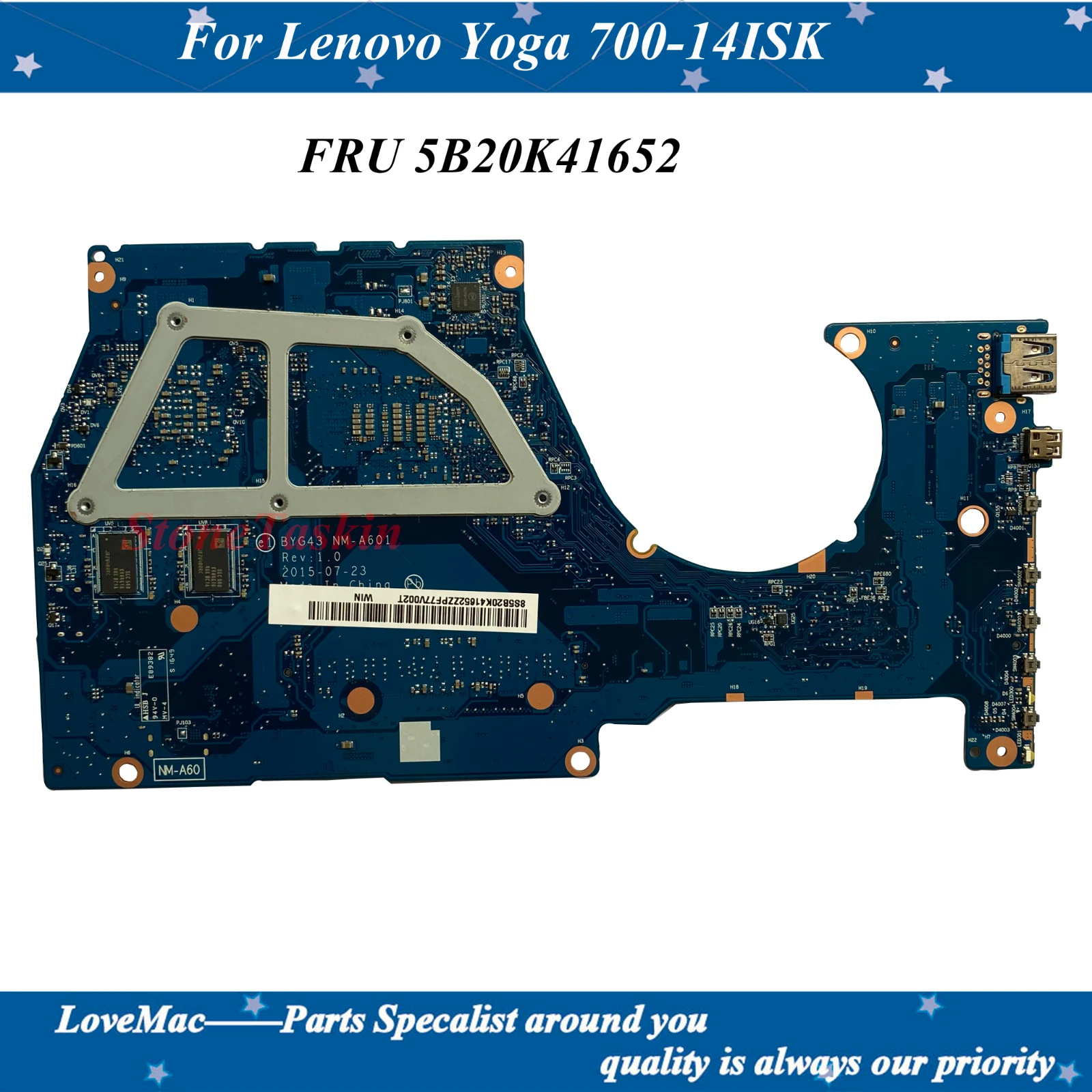High quality FRU 5B20K41652 For Lenovo Yoga 700-14ISK Laptop Motherboard BYG43 NM-A601 SR2EZ I7-6500U CPU GT940M 2GB 100% Tested |