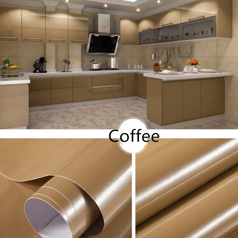 Блестящие однотонные самоклеющиеся снимающиеся наклейки кофейного цвета обои