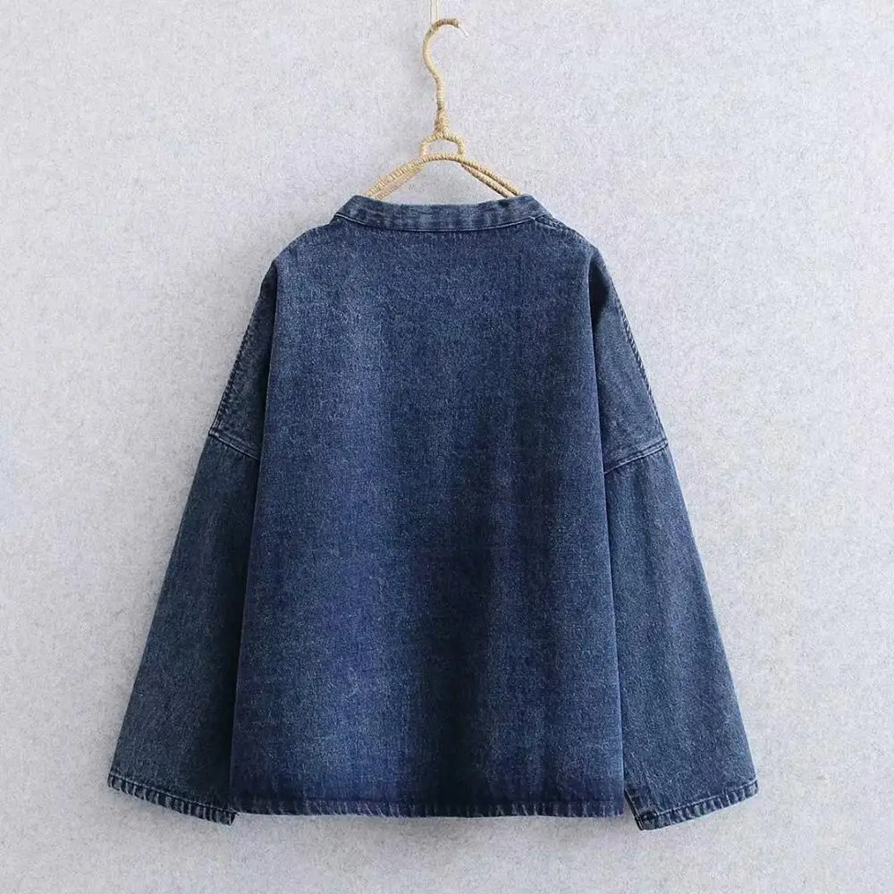 Куртка женская джинсовая с длинным рукавом уличная одежда из денима