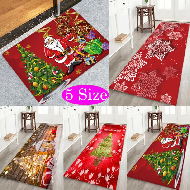 1Pc 3D Christmas Rug Santa Claus Print Rugs Waterproof Flannel Pads Home Floor Decor | Дом и сад