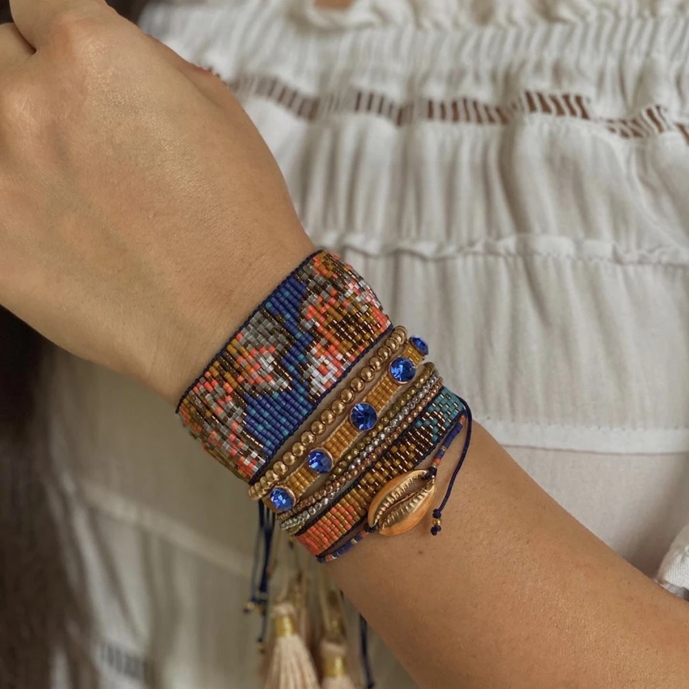 

BLUESTAR Femme Bracelet For Jewelry MIYUKI Bracelets Flower Pulseras Mujer Moda Handmade Shell Armband Jewellery 2021