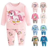 unicorn kids pyjamas christmas 2021 autumn children%e2%80%99s clothing dinosaur pajama long sleeve two piece sets for toddler girls
