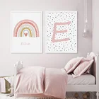 Декоративный плакат для детской комнаты, персонализированная теплая Картина на холсте, Радужный алфавит, Настенная картина, домашний декор, плакаты и принты