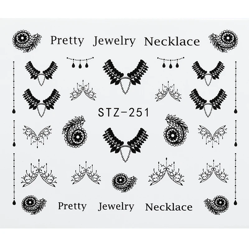 1 шт стикер s для дизайна ногтей черное ожерелье линейные маникюрные слайдеры 3D