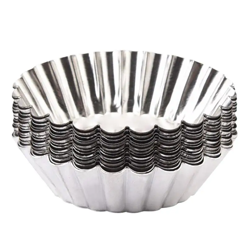 

20pcs Nonstick Ripple Aluminum Alloy Egg Tart Mold Flower Shape Reusable Cupcake Muffin Baking Cup Tartlets Pans Bakeware