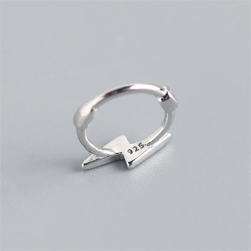 Женские серьги-кольца из серебра 925 пробы с молнией | Украшения и аксессуары