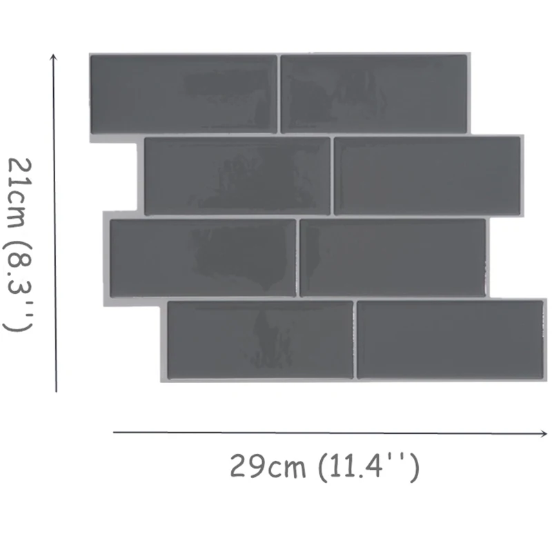 

3D Grey Brick Subway Tile Peel And Stick Self Adhesive Wall Sticker DIY Decor