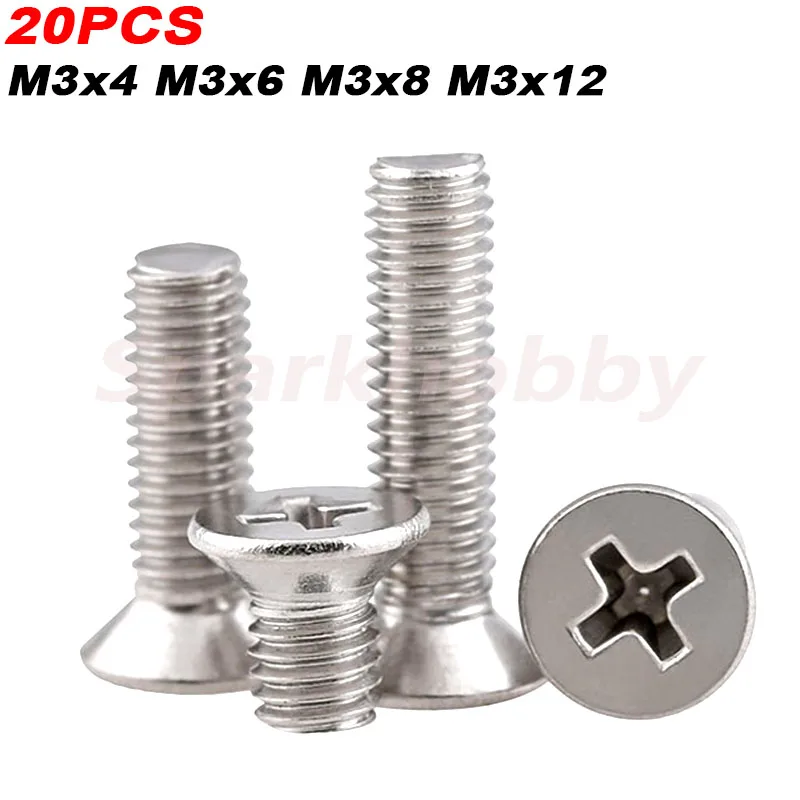 20 шт. винты с потайной головкой для двигателя KM M3x4 M3x6 M3x8 M3x12 | Игрушки и хобби