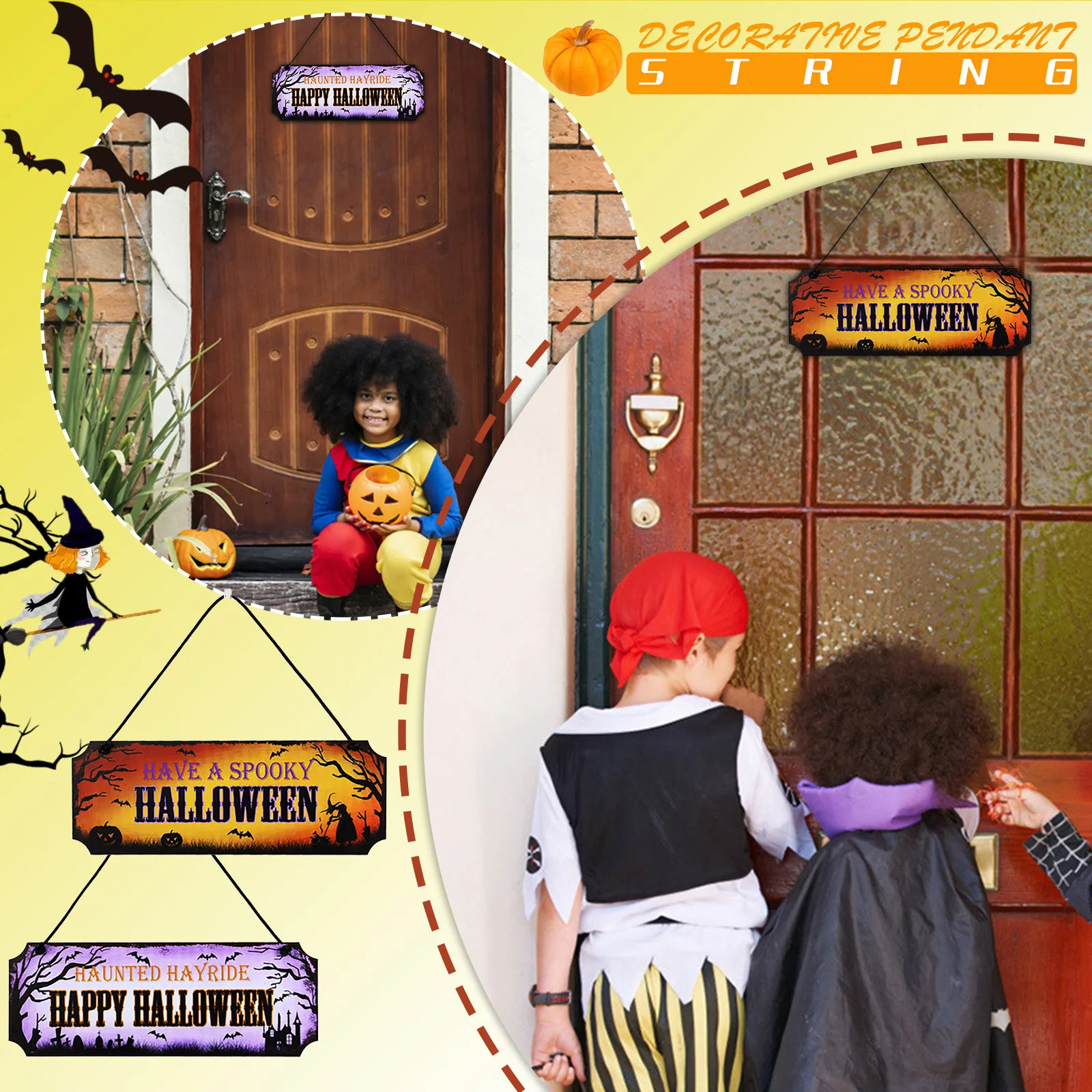 Деревянный декоративный знак для Хэллоуина дверной украшения