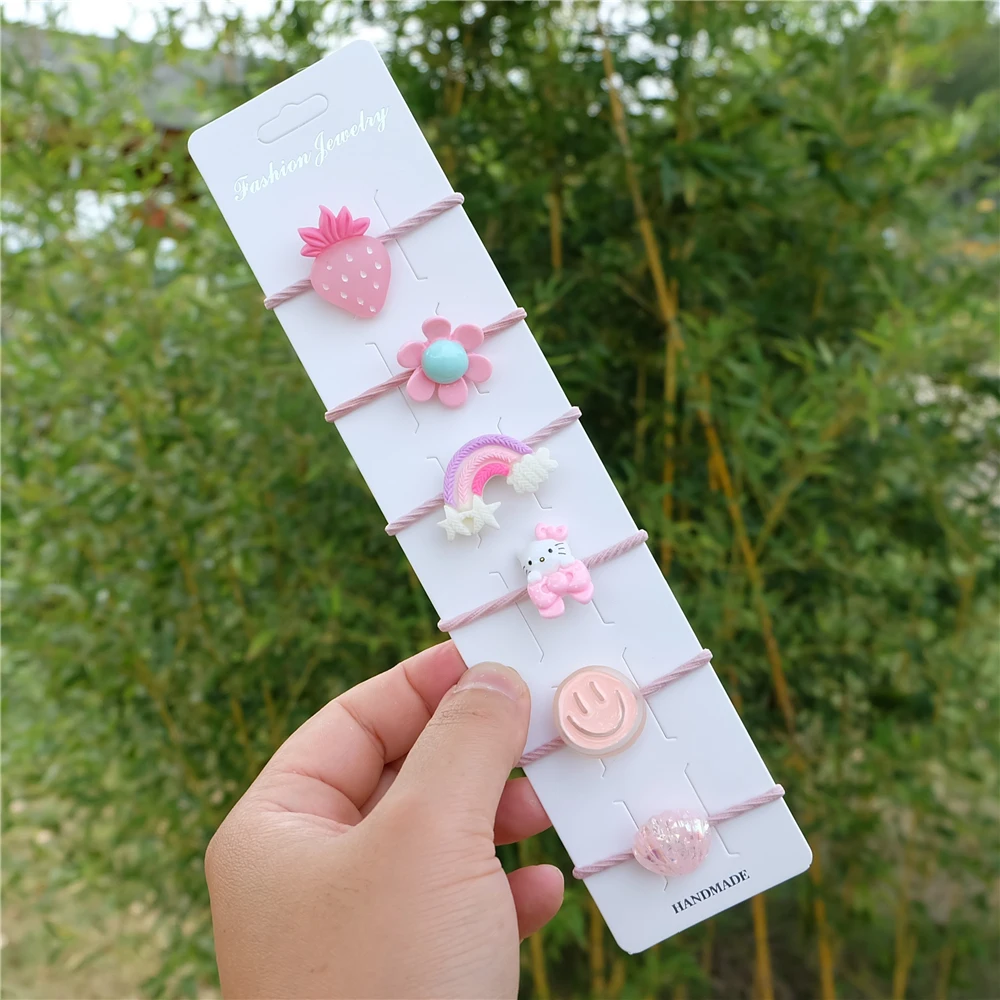 

6Pcs/Set Kids Cute Cartoon Elastic Hair Bands Hair Accessorie Hair Tie Head Rope Fruit Ponytail Headband for Child Baby Headwear