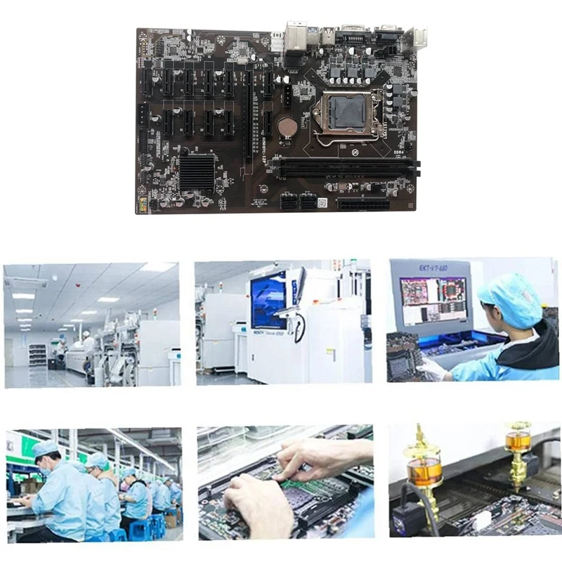 Материнская плата для майнинга B250 BTC с 120G SSD + DDR4 4 Гб 2133 МГц ОЗУ SATA кабель LGA 1151 12x