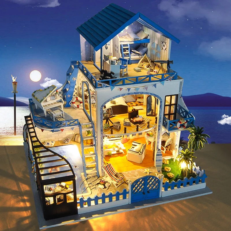 DIY chalet Aegean стиль Европейский ручной работы маленький дом модель детские