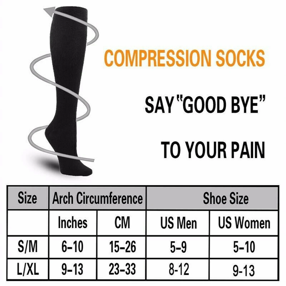 

3 Pairs Stockings Pressure Compression Nylon Varicose Vein Unisex Knee High Leg Support Stretch Stocking Relief Pain Nylon