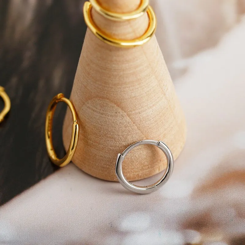 

A00146 Fashion Glossy Minimalist Real 100% 925 Sterling Silver Round Stud Earrings for Women Birthday Jewelry Accessories