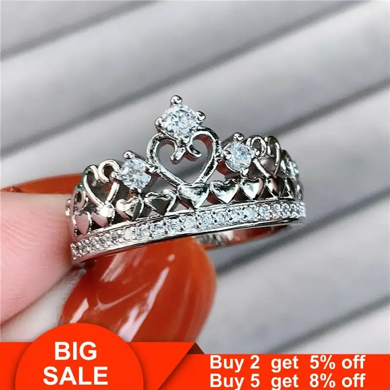 Любителей корона кольца реальные 925 стерлингового серебра AAAAA cz обручальные для