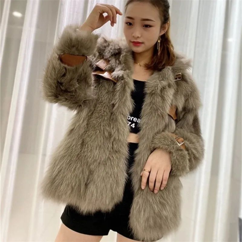 

thick warm Real Fox Fur Coat For Women fashion lapel Luxury Fur Coats Natural Fox Fur Jackets Woman Winter