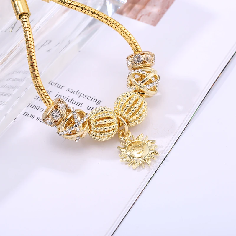 

Seialoy Golden Shiny Sun Charm Bracelets For Women Original Planet Crystal Beads Adjustable Bracelet Mother's Day Jewelry Gift