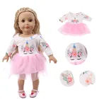 Кукольная одежда 2 шт.компл. и головной убор + платье, для 18 дюймов Американский 43 см для ухода за ребенком для мам Кукла-младенец поколения, Рождество, для девочек игрушки подарки на день рождения