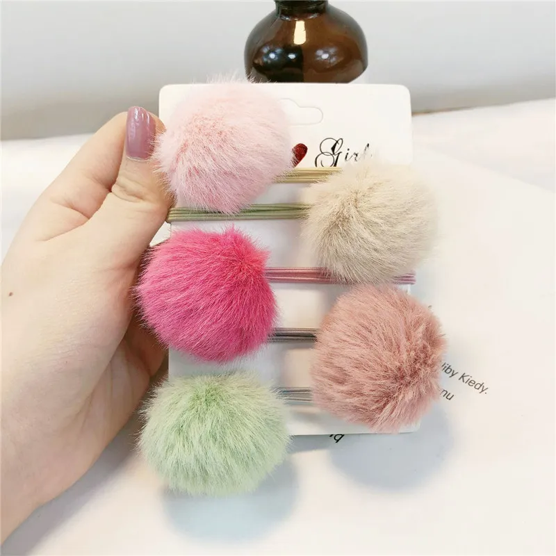 5 шт./компл. головной убор факс меховой шарик конский хвост держатели эластичное