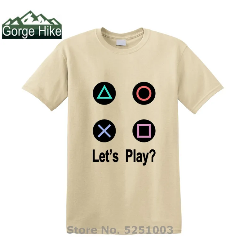 2020 летняя стильная футболка с кнопкой управления видеоиграми Мужская PS Game Let's