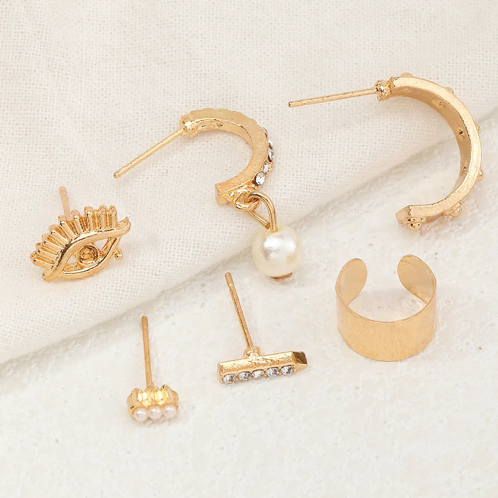 

6Pcs/set Trendy Gold Colors Eye Shape Ear Clip for Women Exquisite Hip Hop Bohemia No Piercing Clip Earrings Fashion Jewelry