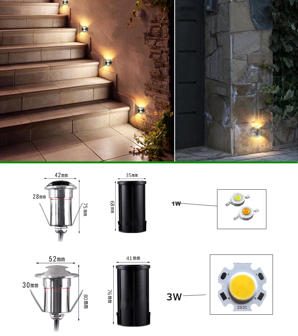 

New type 3W 5W LED buried IP68 AC85-260V DC12V Outdoor Recessed Deck Light 1/2/3/4 side view Underground Lamp Sidewalk Lighting