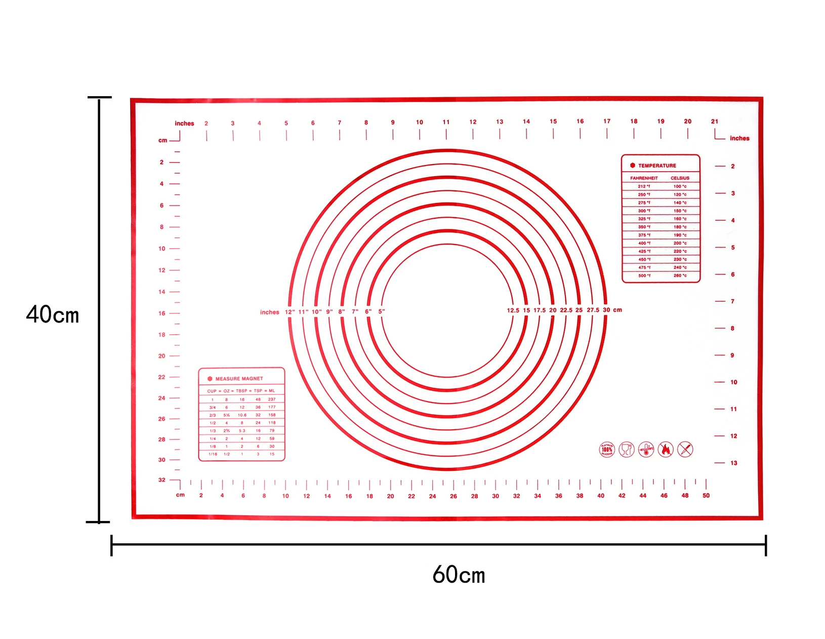 Силиконовый коврик для выпечки антипригарный ролик 17 дюймов из нержавеющей