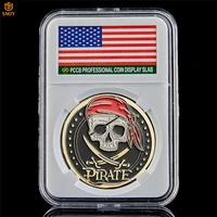 pirate gold coins collectibles nautical skull pirate treasure bay metal challenge coinhome decoration accessories wpccb box