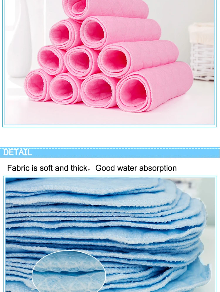 [usurpon] 5 pcs Cotton Insert Reusable Colored Baby Fitted Diaper Insert ECO Cotton Absorbent Newborn Diaper Insert