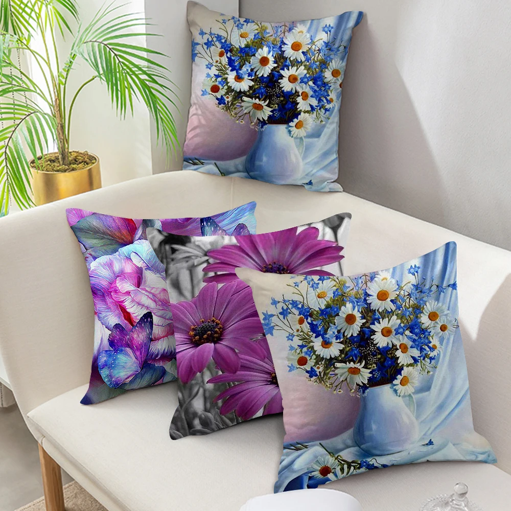 

Fuwatacchi Sunflower Flower Cushion Covers Peony Rose Plant Pillow Covers For Home Sofa Chair Decoration New 2019 Pillowcase